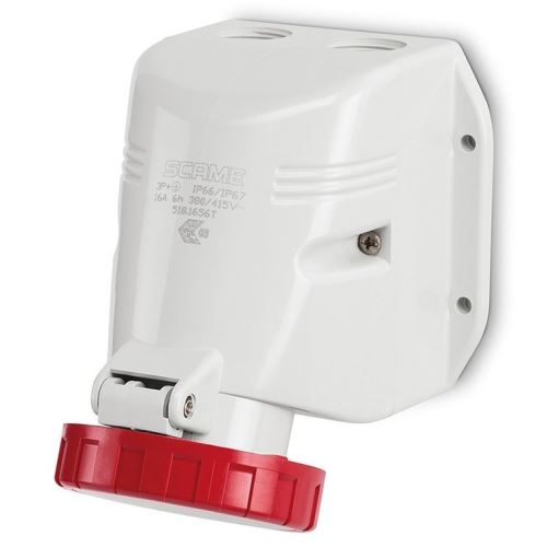 SCAME OPTIMA ZÁSUVKA NÁSTĚNNÁ ŠIKMÝ BOX TOP 3P+N+E 32A 6H/380-415 V 50/60 HZ IP67 518.3257