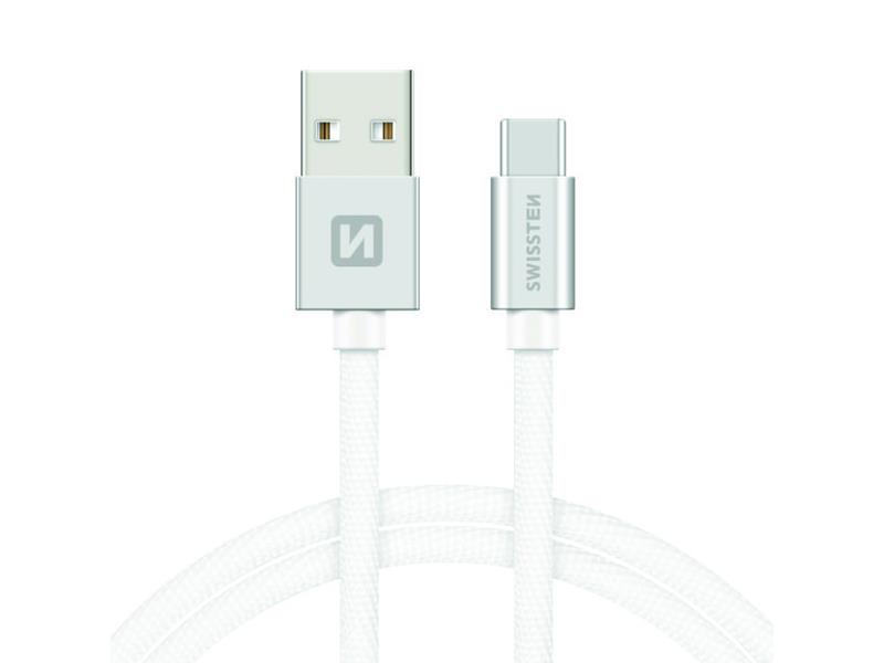SWISSTEN DATA CABLE USB / USB-C TEXTILE 1,2M SILVE