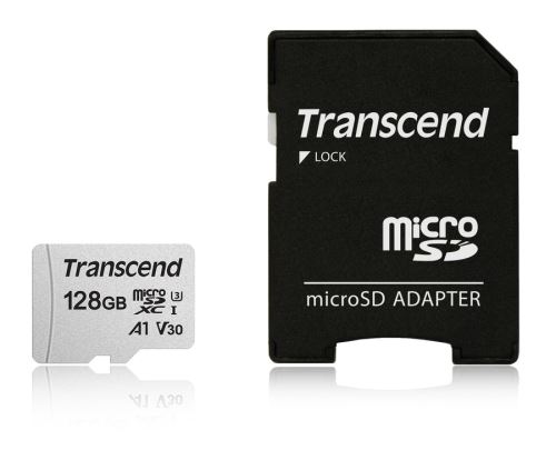 Transcend 128GB microSDXC 300S UHS-I U3 V30 A1 3D TLC (Class 10) paměťová karta (s adaptér