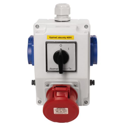FAMATEL KRABICE ZÁSUVKOVÁ SMARTBOX SE SPÍNAČEM 0-1 IP44 2X230V/16A 1X400V/16A/5 POUZDRO: R