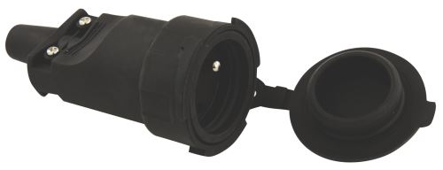 Gumová zásuvka pro prodlužovací kabel, černá P0044