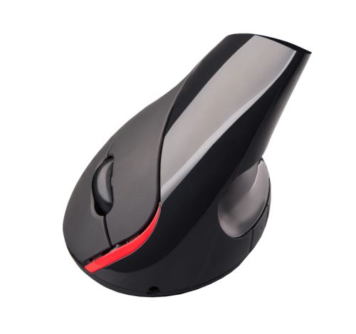 C-TECH myš VEM-07, vertikální, bezdrátová, 5 tlačítek, černá, USB nano receiver
