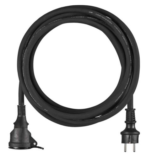 Venkovní prodlužovací kabel 5 m / 1 zásuvka / černý / guma-neopren / 230 V / 1,5 mm2 P01705