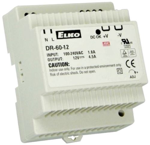 ELK ZDROJ DR-60-12 SPINANY AC 100-240V,DC 124-370V ,VÝSTUP DC 12V/54W (NÁHRADA 82788183)