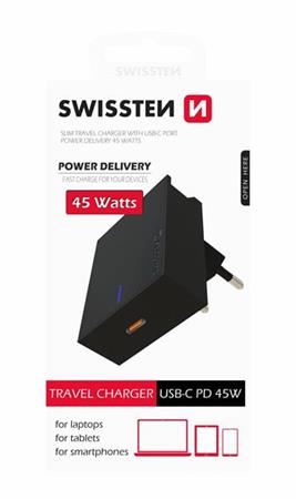 SWISSTEN SÍŤOVÝ ADAPTÉR SMART IC 1x USB 1A POWER + DATOVÝ KABEL USB / TYPE C 1,2 M BÍLÝ