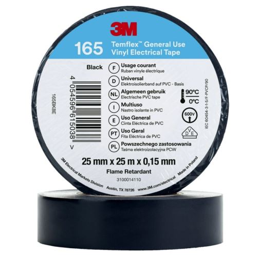 3M PÁSKA TEMFLEX 165 25MMX25M ČERNÁ