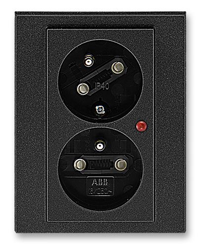 ABB LEVIT M 5593H-C02357 63 ZÁSUVKA DVOJNÁSOBNÁ S OCHRANOU PŘED PŘEPĚTÍM ONYX/KOUŘOVÁ ČERN
