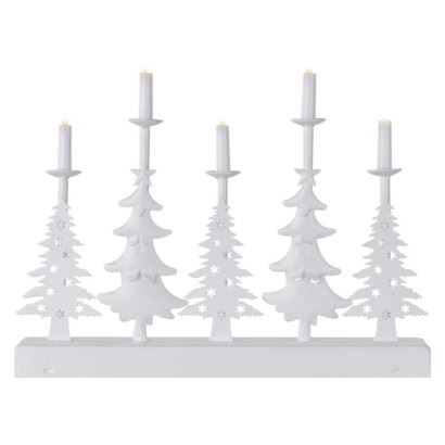 LED svícen – vánoční stromy se svíčkami, 24 cm, 2x AA, vnitřní, teplá bílá, časovač, DCAW1
