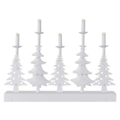 LED svícen – vánoční stromy se svíčkami, 24 cm, 2x AA, vnitřní, teplá bílá, časovač, 1550000106