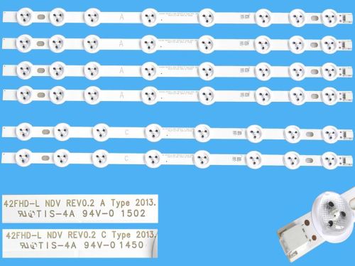 LED podsvit sada Vestel náhrada 23283025AL celkem 6 pásků 374mm / D-LED BAR. 374mm 42FHD-L