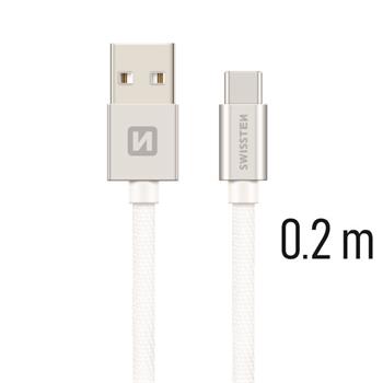SWISSTEN DATA CABLE USB / USB-C TEXTILE 0,2M SILVE