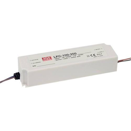 MEANWELL ZDROJ PRO LED LPC-100-350 100W VSTUP 90-264V AC, 127-370V DC VÝSTUP 350MA 143-286