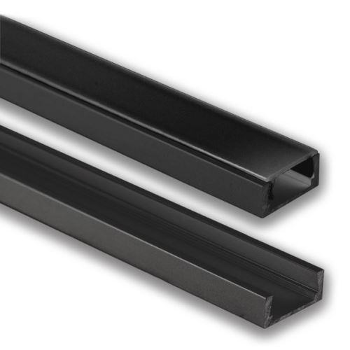 MCLED PROFIL AL PŘIS. PG2 16X8MM ČERNÝ DIFUZOR ČERNÝ KOMPLET 1M ML-761.023.74.1