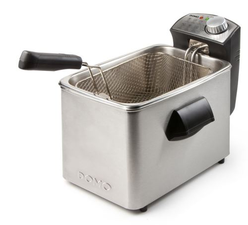 Olejová fritéza nerezová 4 litry - DOMO DO458FR, Objem: 4 l, Příkon: 3000 W, Vyjímatelná nerezová nádoba