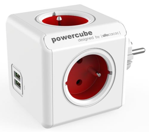 ALL POWERCUBE ORIGINAL USB (RED) DO ZÁSUVKY, 4X230/16A+2XUSB