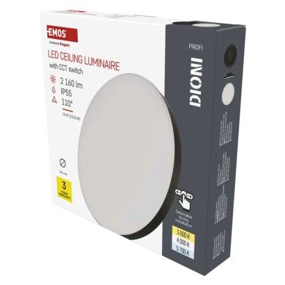 LED přisazené svítidlo DIONI kruhové, černé, 18W, se změnou CCT, ZM7154