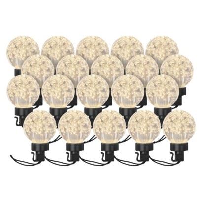 LED světelný řetěz – 20x párty žárovky, 7,6 m, venkovní i vnitřní, teplá bílá, DCPW07