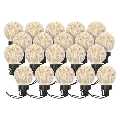 LED světelný řetěz – 20x párty žárovky, 7,6 m, venkovní i vnitřní, teplá bílá, 1550005019
