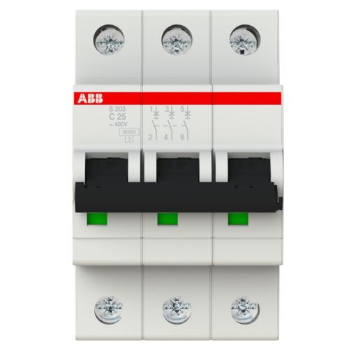 ABB JISTIČ S203-C25 3P 25A C 6KA