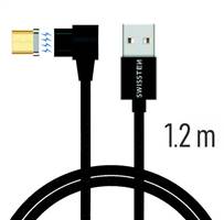 SWISSTEN kabel USB microUSB magnetický textilní úhlový 1,2m