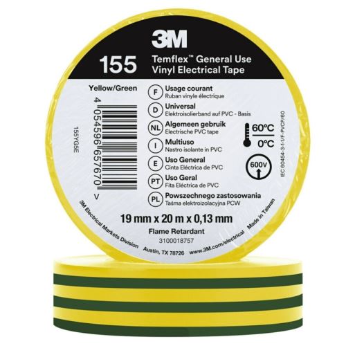 3M PÁSKA TEMFLEX 155 19MMX20M ŽLUTO-ZELENÁ
