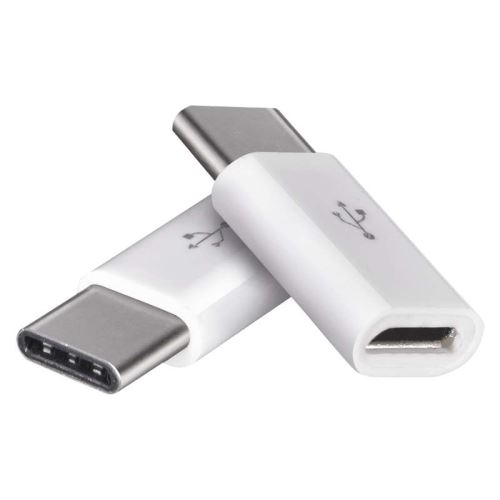 Adaptér micro USB-B 2.0 / USB-C 2.0, bílý, 2 ks SM7023