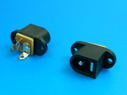 Konektor napájecí 5.5 x 2.1mm - do panelu,límec(2otvory),pájecí PC-010