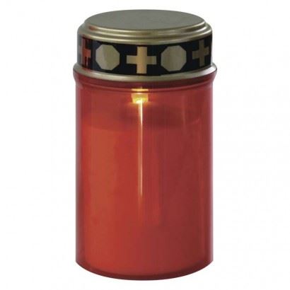 LED hřbitovní svíčka červená, 2x C, venkovní i vnitřní, teplá bílá, časovač DCCV19