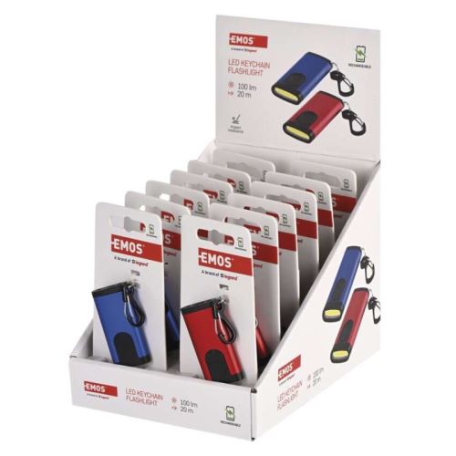 Nabíjecí mini LED svítilna – přívěšek, 100 lm, 12 ks, display box, P4724