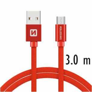 SWISSTEN DATA CABLE USB / MICRO USB TEXTILE 3,0M RED