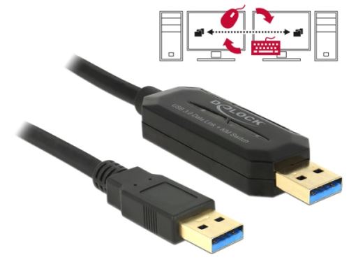Delock kabel Data Link + KM Switch USB 3.0 Typ A samec > USB 3.0 Typ A samec 1.5 m 