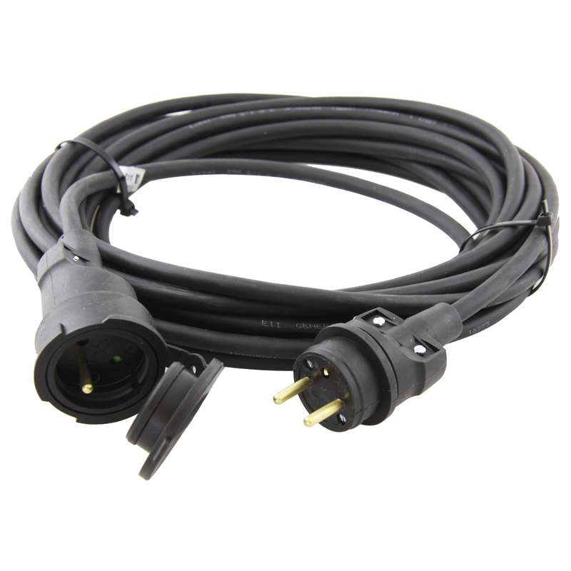 Venkovní prodlužovací kabel 20 m / 1 zásuvka / černý / guma / 230 V / 2,5 mm2, 1914090072