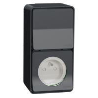 SCHN MUREVA ZÁSUVKA 230V S KOLÍKEM + PŘEPÍNAČ Ř.6, IP55, KOMPLET, ANTRACIT, MUR36025