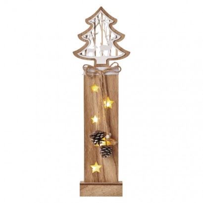 LED vánoční strom dřevěný, 48 cm, 2x AA, vnitřní, teplá bílá, časovač DCTW03