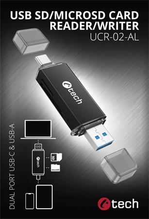 C-TECH Čtečka karet UCR-02-AL, USB 3.0 TYPE A/ TYP