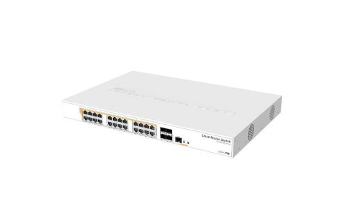 MikroTik Cloud Router Switch CRS328-24P-4S+RM, 800MHz CPU, 512MB, 24xGLAN, 4xSFP+cage, ROS