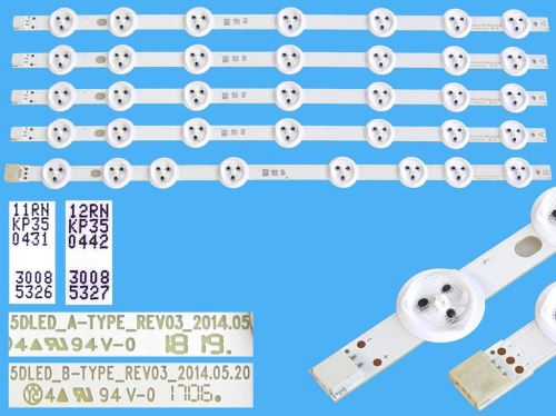 LED podsvit 355mm sada Vestel 23302612 celkem 5 pásků / VES400UNDC-N01 / LED BAR.39.5DLED,