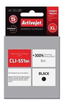 ActiveJet inkoust Canon CLI-551Bk premium, 10 ml, AC-551BR
