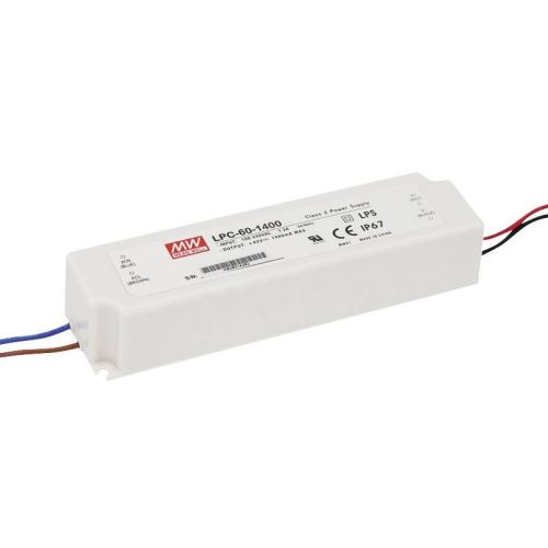 MEANWELL ZDROJ PRO LED LPC-60-1400 58W VSTUP 90-264V AC, 127-370V DC VÝSTUP 1400MA 9-42V 1