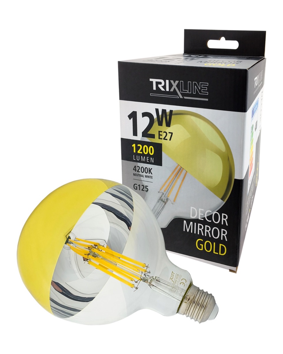 Trixline LED žárovka DECOR MIRROR G125, 12W GOLD
