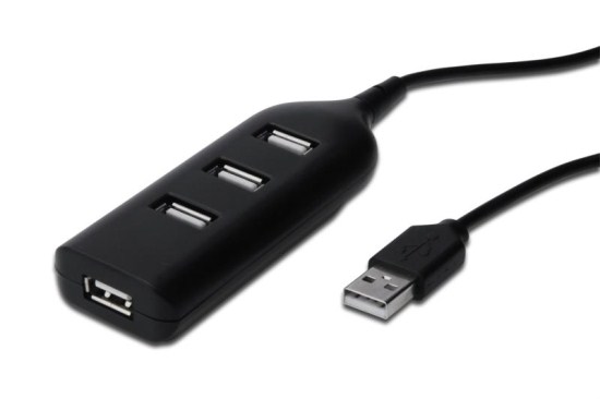Digitus USB 2.0 hub, 4-porty, černý bez napájecího