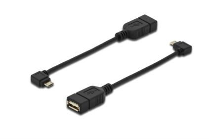 Digitus Adaptérový kabel USB 2.0, OTG, typ micro B - A M / F, 0,15 m, USB 2.0 v souladu, p