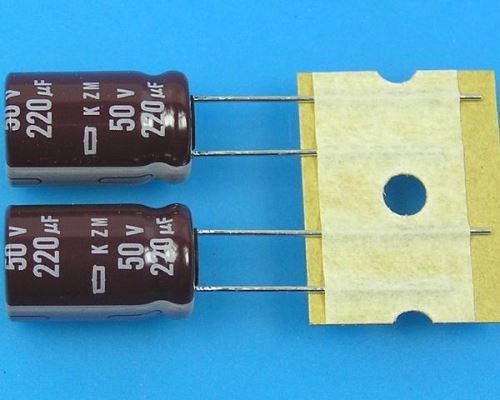 220uF/50V - 105°C Nippon  KZM kondenzátor elektrolytický, low ESR, long life, high ripple 