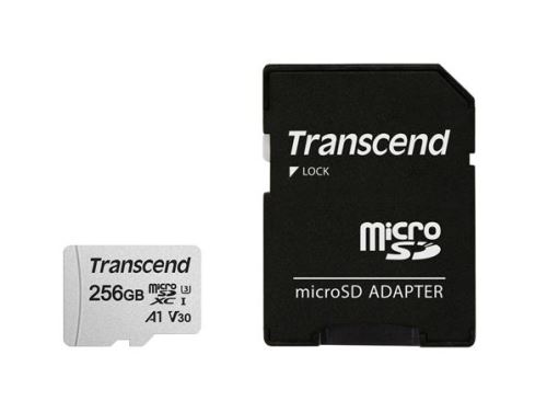 Transcend 256GB microSDXC 300S UHS-I U3 V30 A1 (Class 10) paměťová karta (s adaptérem), 95