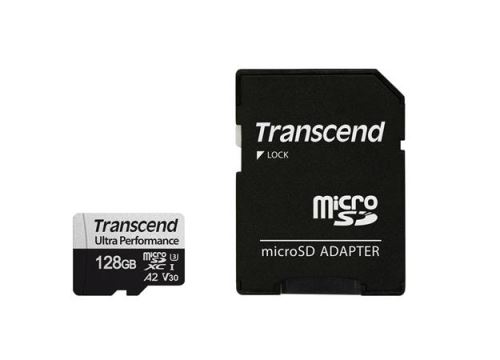 Transcend 128GB microSDXC 340S UHS-I U3 V30 A2 3D TLC (Class 10) paměťová karta (s adaptér