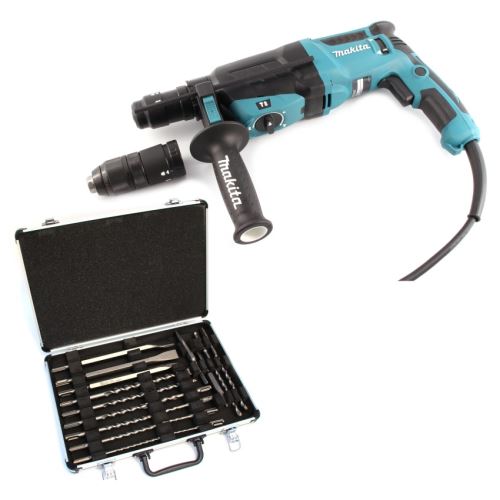 MAKITA KLADIVO KOMBINOVANÉ SDS PLUS 2,4J 800W + SADA VRTÁKŮ A SEKÁČŮ HR2630TX12