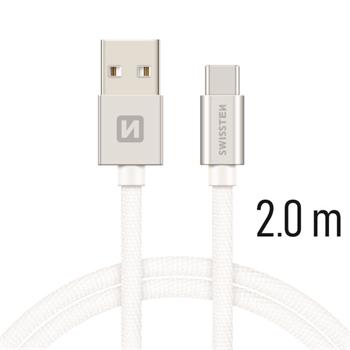 SWISSTEN DATA CABLE USB / USB-C TEXTILE 2,0M SILVE