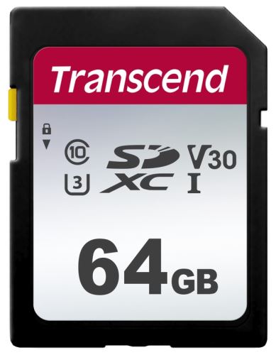 Transcend 64GB SDXC 300S (Class 10) UHS-I U1 V10 paměťová karta, 100MB/s R, 20 MB/s W