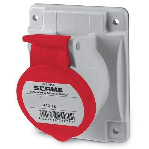 SCAME OPTIMA ZÁSUVKA VESTAVNÁ ŠIKMÁ 3P+N+E 16A 6H/380-415 V 50/60 HZ IP44/IP54 413.1667