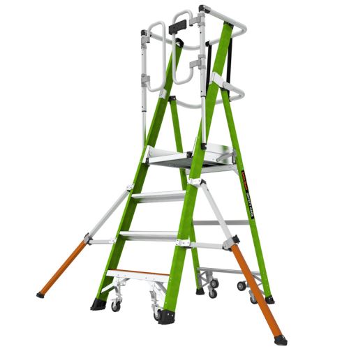 LAGIS ŽEBŘÍK SAFETY CAGE 4 SKLÁDACÍ POJÍZDNÝ PLOŠINOVÝ NEVODIVÝ FIBERGLASS KLEC 19704EN